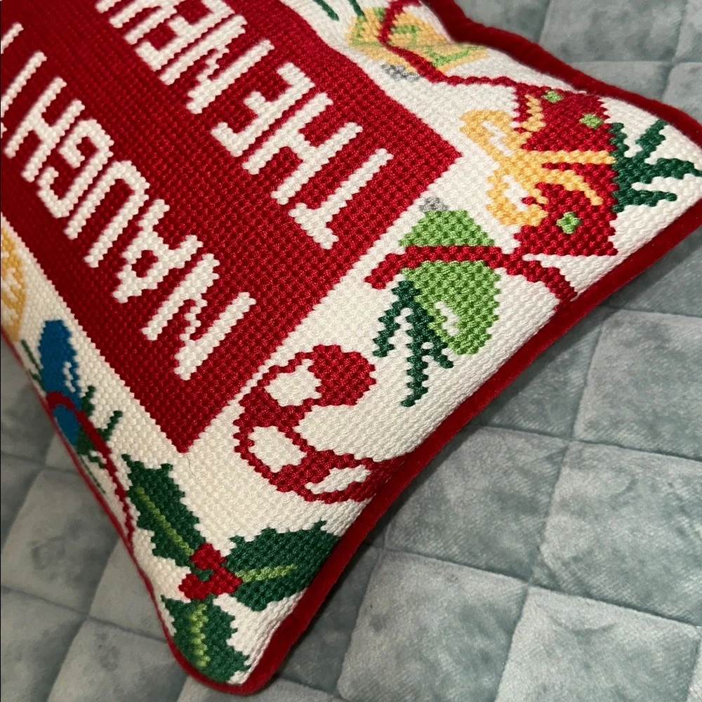 NEW Holiday Needlepoint Pillow 11 x 8